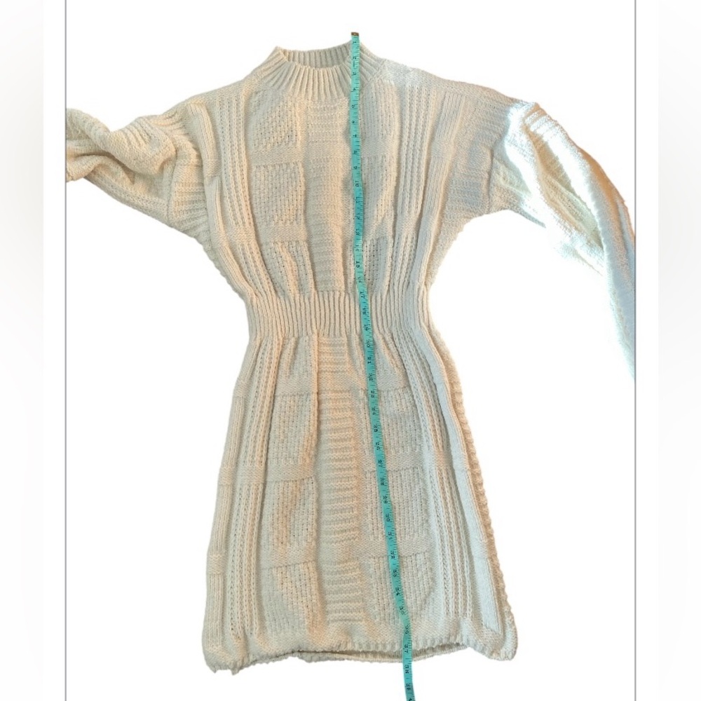 Lulus Patchwork it Cream Cable Knit Cutout Sweater mini Dress size small - Picture 12 of 13